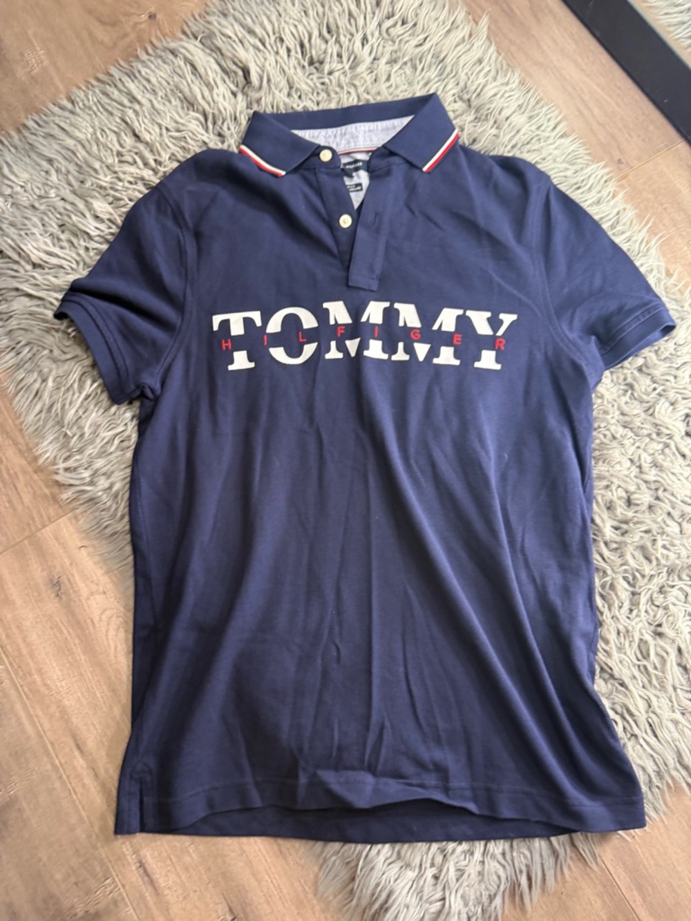 Tommy Hilfiger Navy Polo with Red & White Trim